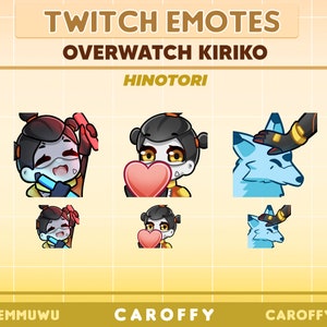 Cute Overwatch Kiriko Emotes [Hinotori] | Twitch, Discord, Youtube