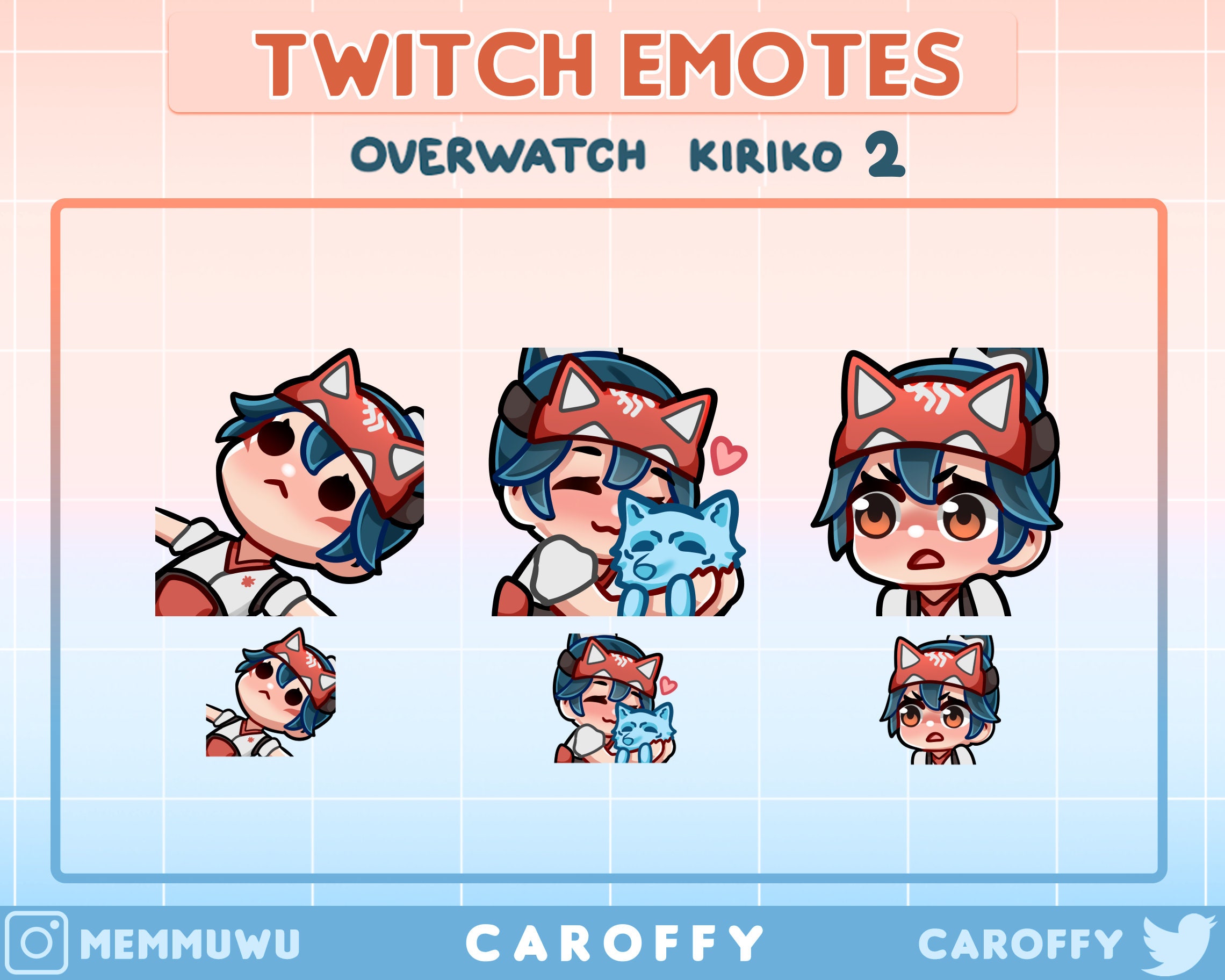 Cute Overwatch Kiriko Emotes Twitch, Discord, Youtube Etsy