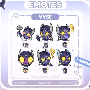 Cute Valorant Vyse Emotes | BUNDLE with 1 Animated Emote | Twitch, Discord, Youtube