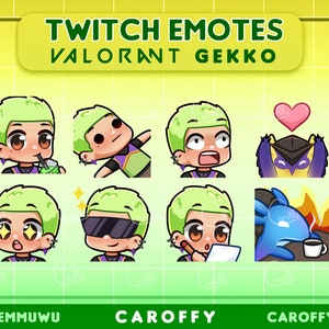 Cute Valorant Gekko Emotes BUNDLE | Twitch, Discord, Youtube