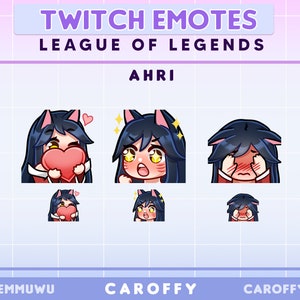 Cute Ahri League of Legends emotes BUNDLE | Twitch, Discord, Youtube