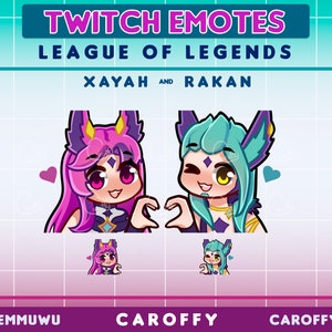 Niedlicher Sternwächter Xayah & Rakan Emote BUNDLE | League of Legends | Twitch, Discord, Youtube