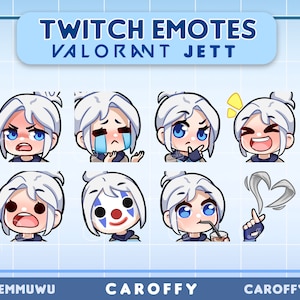 Cute Valorant Jett Emotes BUNDLE | Twitch, Discord, Youtube