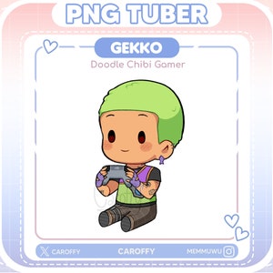 Cute Valorant Gekko PNGtuber Model | Doodle Chibi Gamer | Twitch, Discord