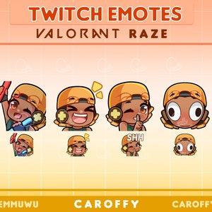 Cute Valorant Raze Emotes | Twitch, Discord, Youtube