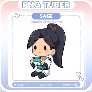 Cute Valorant Sage PNGtuber Model | Doodle Chibi Gamer | Twitch, Discord