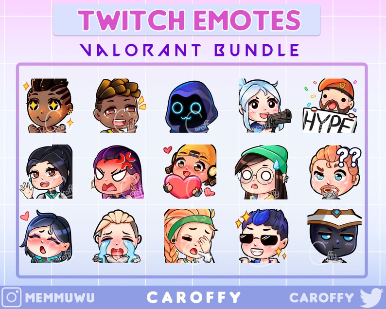 HUGE 15x Valorant Emote Bundle Twitch Discord Youtube - Etsy