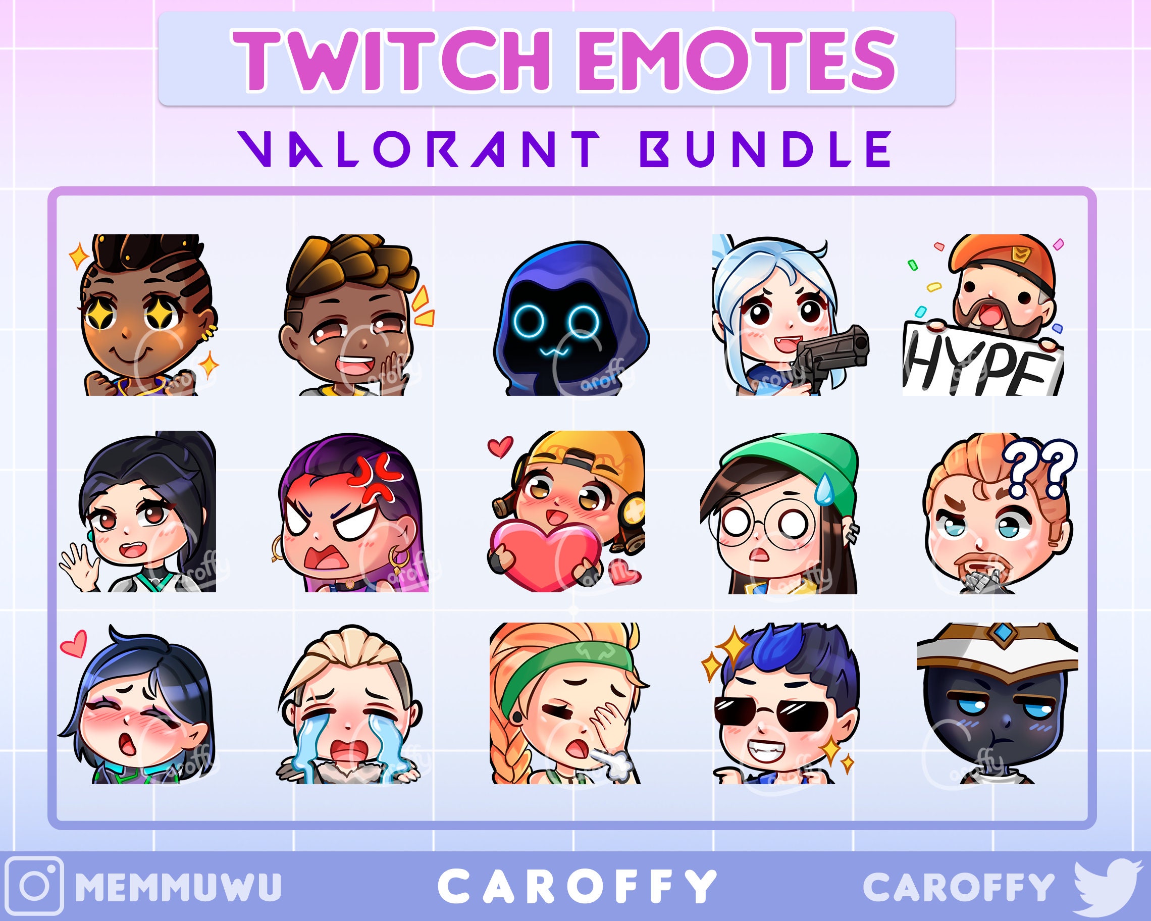 HUGE 15x Valorant Emote Bundle Twitch, Discord, Youtube Etsy