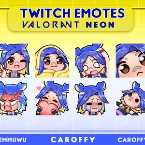 Cute Valorant Neon Emotes BUNDLE | Twitch, Discord, Youtube