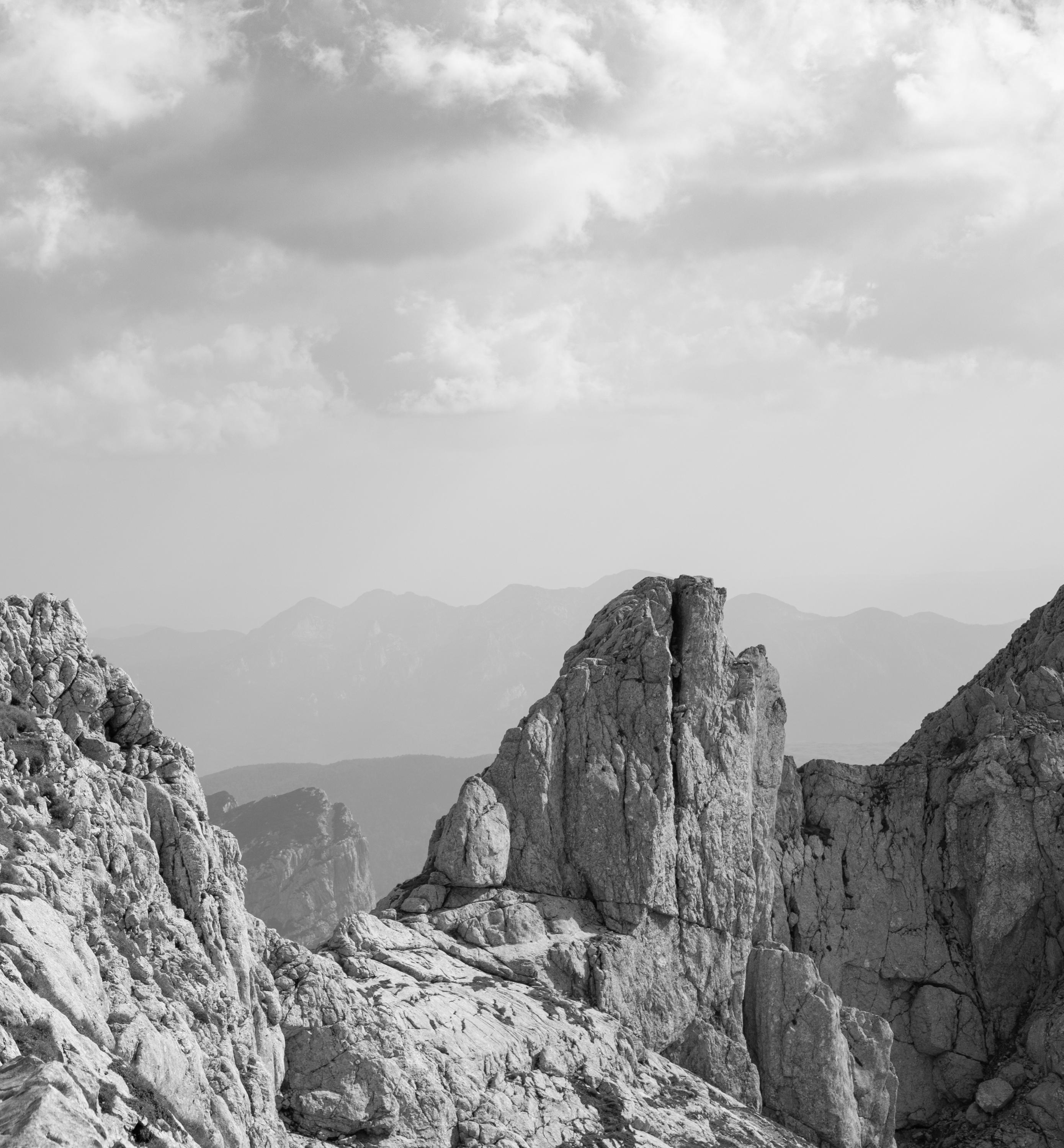 Majestic Black & White Mountain Rock Peak Print  Bold and Serene ...