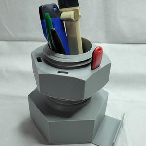 Grote bout en moer pen potloodhouder - visitekaarthouder bureaudecoratie - 50e 60e 70e 80e verjaardagscadeau voor mannen - Cadeaus automonteur