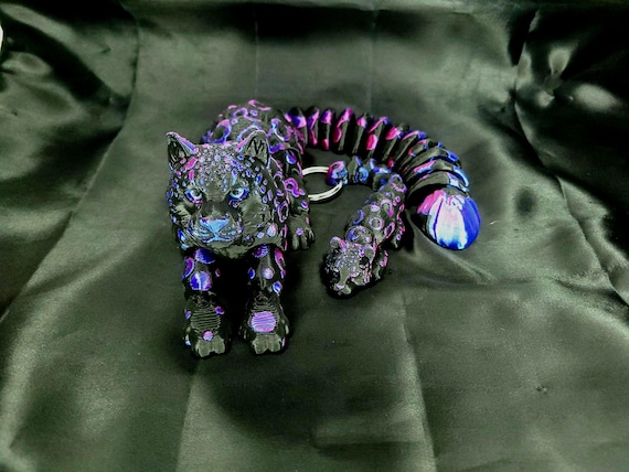 Special Large Snow Leopard Flexi Animal- Articulated Small Keychain- Purse, Wallet, Backpack, Desk Animal 3d Printed Fidget