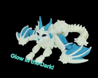 Glow In The Dark Flexi Winged Cat Dragon - 3d Printed Articulated Figurine