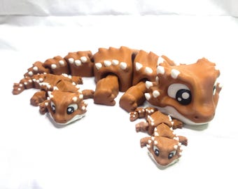 Flexi Bearded Dragon - Articulated Jumbo Figurine- Brown and White Keychain Fidget