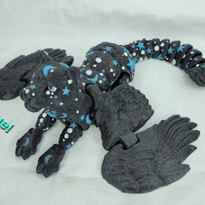Special Edition Large Blue Moon Glow-in-the-Dark Winged Panther Flexi Animal- 3d Printed Fidget Large Figurine Customizable