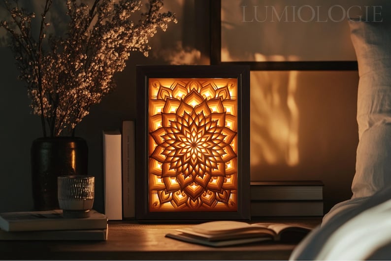 Flower Geometry Problems Mandala Shadowbox|zen Meditation Light Box|3d Layered Lotus Engraved ...