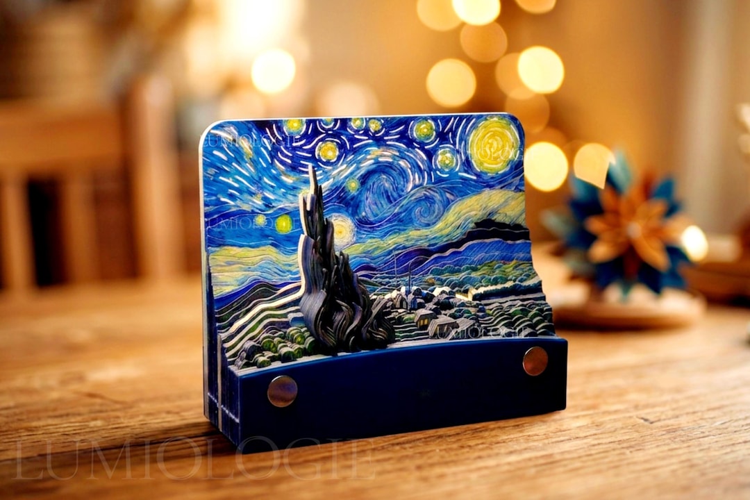 3D Memo Pad｜led Light up Notepad｜aesthetic Desk Decor｜vincent Van Gogh ...