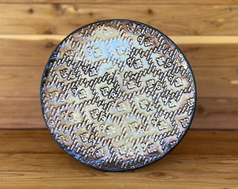 Textured Stoneware Plate: Rustic Black and Red Dinnerware