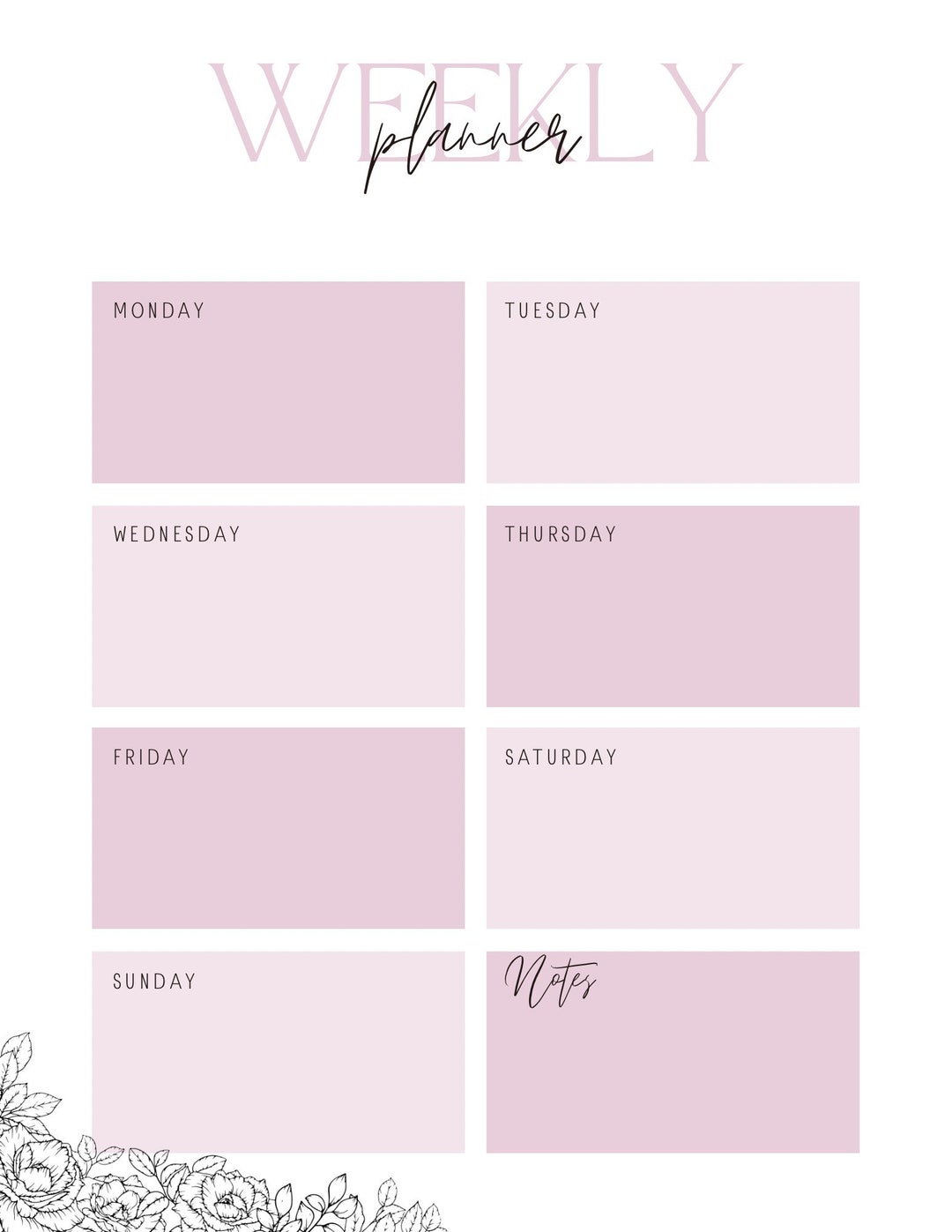 Printable Weekly Planner, Homeschool Planner, Light Pink Theme, Planner ...