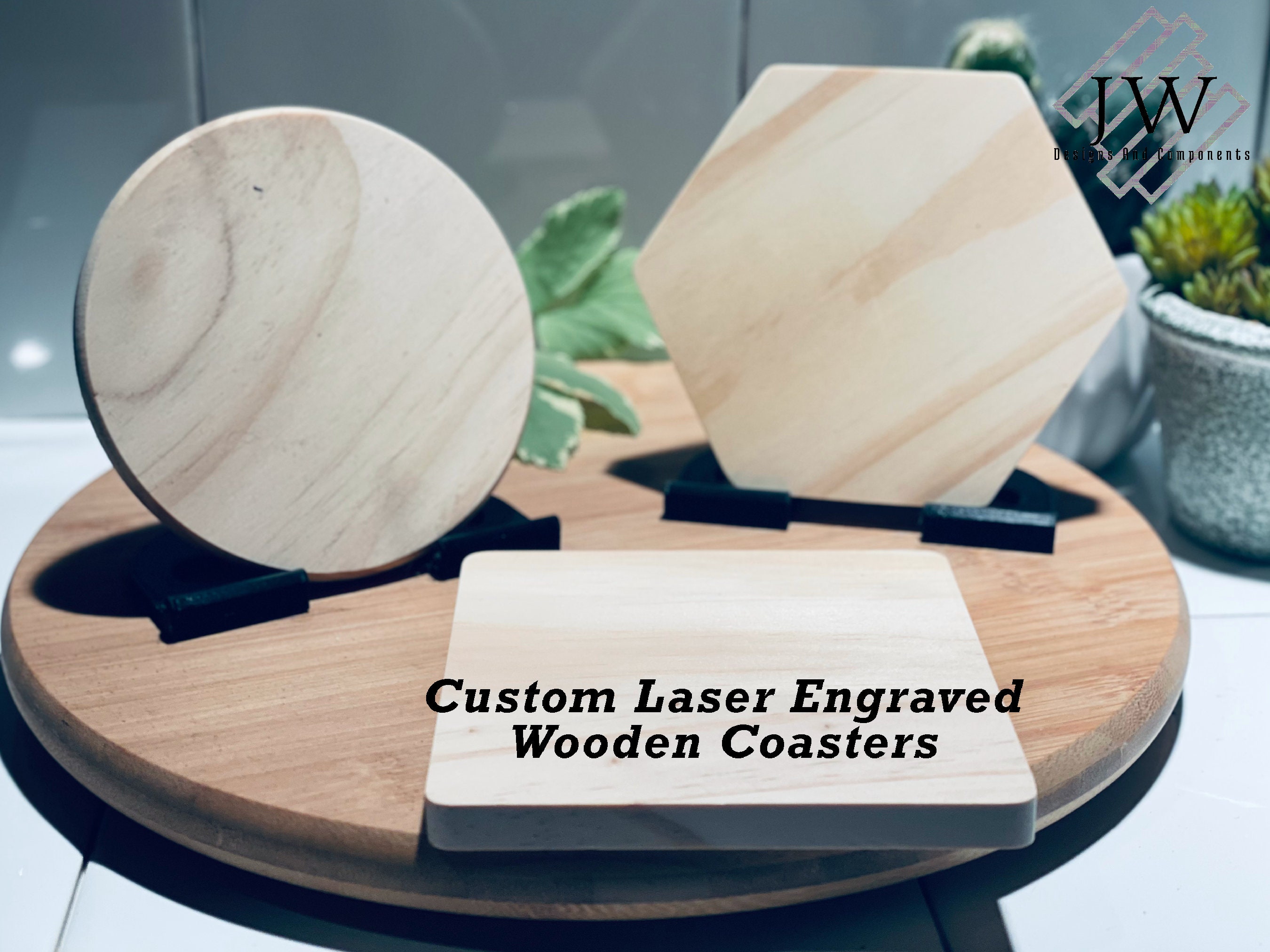 Personalized Sport Inspired Laser Engraved Wood Coasters, Fan Art