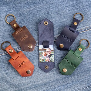 Grandparent Gifts, photo keychain, Grandpa Gift, leather keychain, keychain with photo, Fathers Day Gift image 10