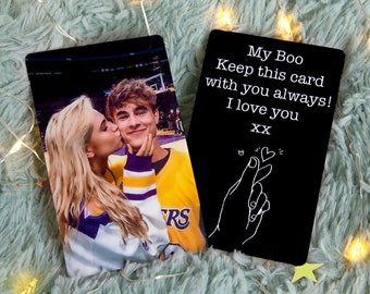Inserto para cartera de pareja, tamaño cartera para pareja, regalo fotográfico de metal, retrato tamaño cartera, tarjeta de notas para cartera, tarjeta personalizada tamaño cartera