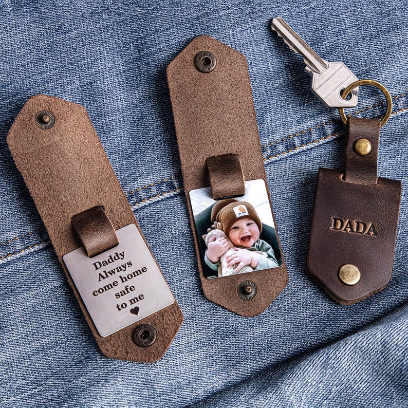 Grandparent Gifts, photo keychain, Grandpa Gift, leather keychain, keychain with photo, Fathers Day Gift image 12