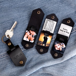 Grandparent Gifts, photo keychain, Grandpa Gift, leather keychain, keychain with photo, Fathers Day Gift image 3