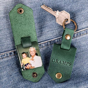 Grandparent Gifts, photo keychain, Grandpa Gift, leather keychain, keychain with photo, Fathers Day Gift image 14