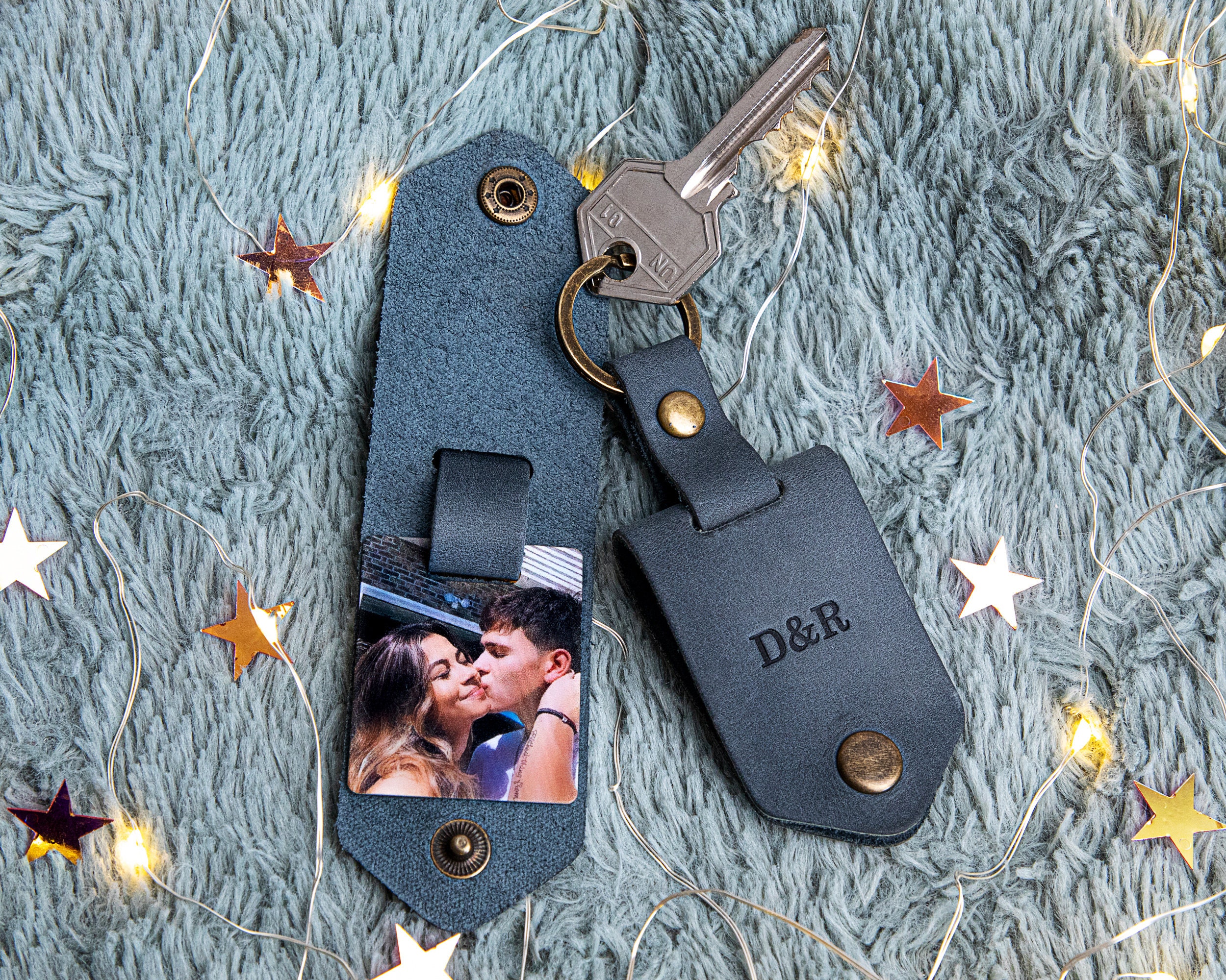 Personalized Keychain for Boyfriend Leather Picture Keychain Etsy