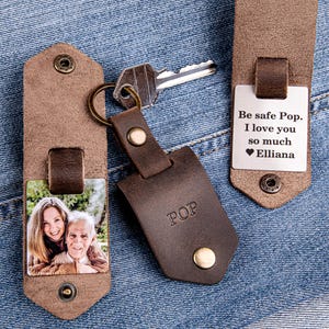 Grandparent Gifts, photo keychain, Grandpa Gift, leather keychain, keychain with photo, Fathers Day Gift image 15