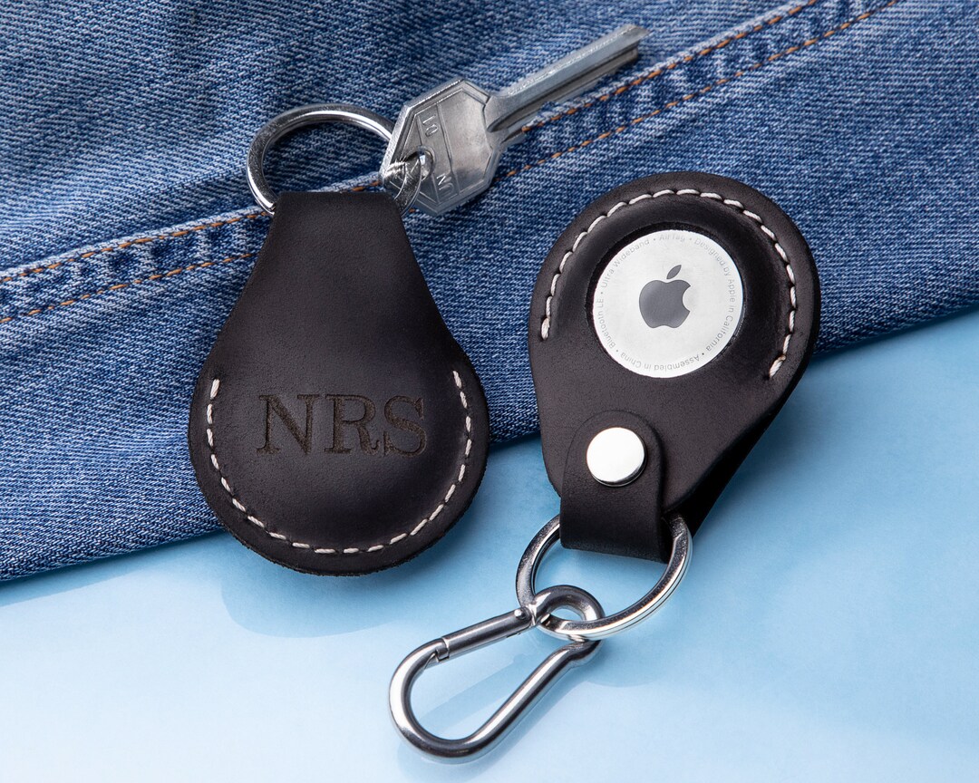 Apple Air Tag Holder Leather Air Tag Keychain Genuine Etsy