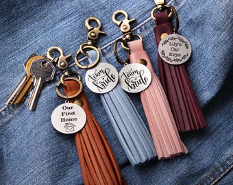 Leather Tassel Charm for Purse, Leather Accessory for Women Bag, Leather Keychain Tassel, Leather Tassel for Keys