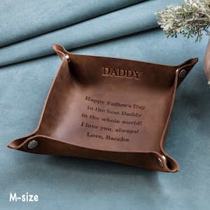 Father day leather tray gift, first time father valet tray gift, personalized valet tray for father, custom leather tray for father gift