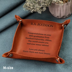 Personalized 2024 graduation gift for him, Grad gift for him, 2024 Congratulations, Leather tray gift, Graduation present