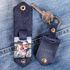 Grandparent Gifts, photo keychain, Grandpa Gift, leather keychain, keychain with photo, Fathers Day Gift image 16