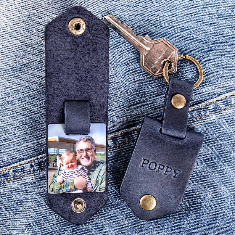 Grandparent Gifts, photo keychain, Grandpa Gift, leather keychain, keychain with photo, Fathers Day Gift image 16