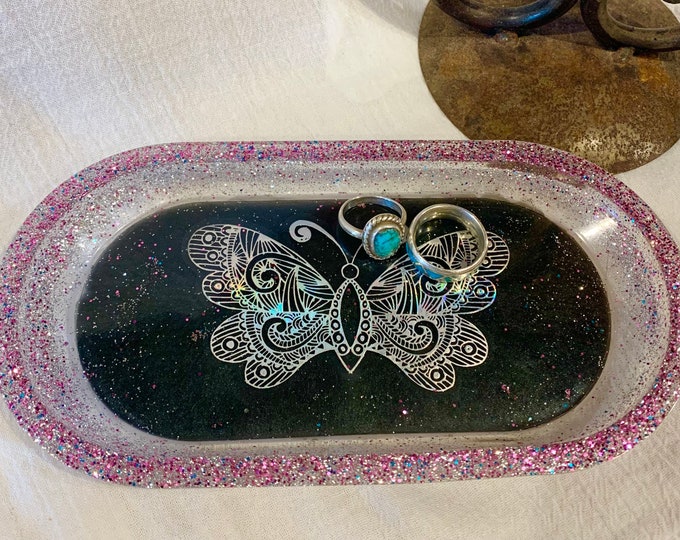 Butterfly Ring Dish, Holographic Butterfly, Butterfly Jewelry Dish, Ring Dish, Jewelry Storage