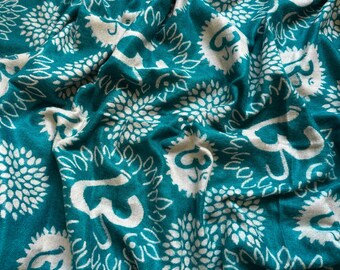 Yak Wool Blanket Blue Om Unisex Throw Handwoven Himalayan Shawl Wrap Mother's Day Gift