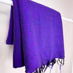 Purple Blue Himalayan Yak Wool Meditation Wrap| XL Blanket| Bed & Sofa Throw|Winter Shawl|Gift Pack Mother&#39;s Day gift