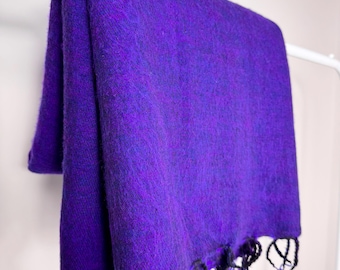 Yak Wool Blanket Purple Blue Wrap Unisex Winter Shawl Bed Throw Mother's Day Gift