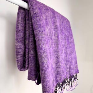 Lavender Purple Thick Oversized Yak Wool Shawl Meditation Prayer Blanket Handmade Knitted Wrap Mother&#39;s Day gift