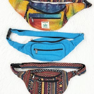 Unisex Fanny Pack Hemp Bag Handmade Bum Bag Men & Women Cotton Bag Shoulder Bag Gift for Him/Her Boho Hippie Travel Bag Wallet Bag
