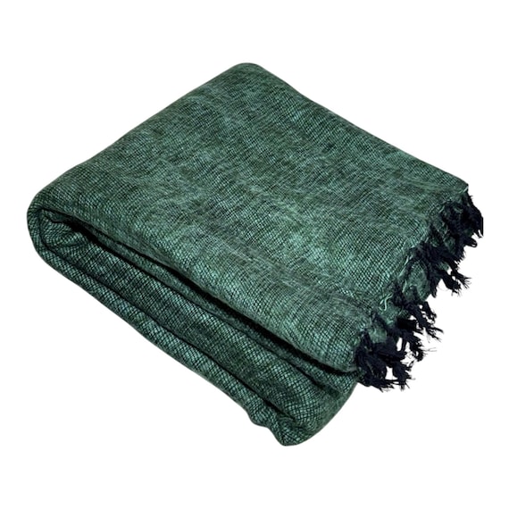 Yak Wool Shawl Green Meditation Prayer Blanket Handmade Wrap Bed Throw Mother's Day Gift