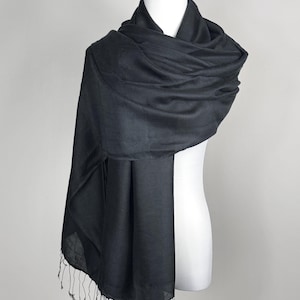 Handmade Black Silk Pashmina Scarf Lightweight Knitted Shawl Stole Wrap