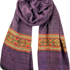 Purple Thick Yak Wool Scarf Shawl Meditation Prayer Blanket Handmade Knitted Scarf & Wrap Woolen Shawl Bed Decor Sofa Throw