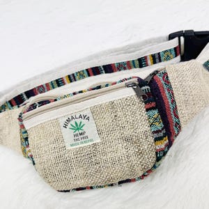 Unisex Fanny Pack Hemp Bag Handmade Bum Bag Men & Women Cotton Bag Shoulder Bag Gift for Him/Her Boho Hippie Travel Bag Wallet Bag