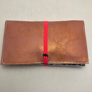 Leder Tabakbeutel Dreherbeutel Rosa metallic Patchwork