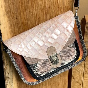 Unikat Ledertasche Patchwork Umhängetasche