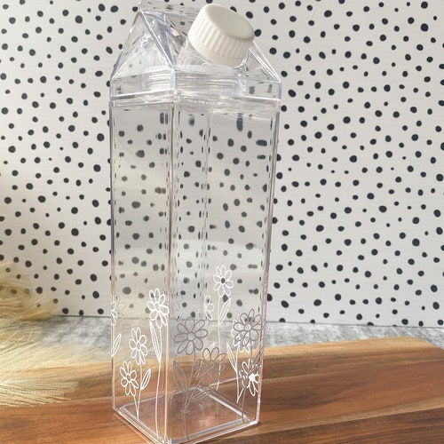 500ml Clear Acrylic Milk Carton Water Bottle Water Bottle Etsy